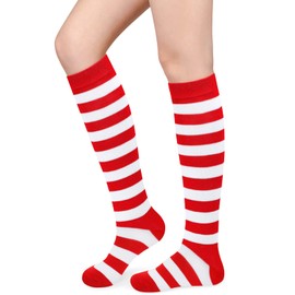Striped Socks Elf Socks Red and White Striped Socks Christmas Knee High Socks Women Christmas Socks Red Knee High Socks