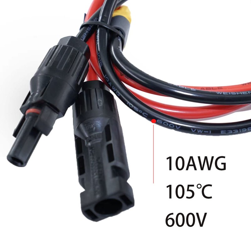 iHaospace Solar Cable 6 mm2 10AWG Solar Plug to XT60