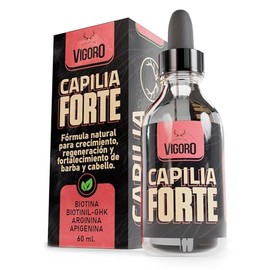 Vigoro CAPILIA FORTE - Complejo Capilar Natural para crecimiento de Barba y Cabello. Extractos de Plantas y Vegetales, Pptidos, Aminocidos, Vitaminas 