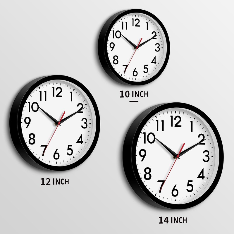 DAXSMY Wall Clock Analog 10 Inch Silent Non Ticking Battery