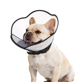 PUPTECK Soft Dog Cone Collar, Adjustable Pet Cone for Dogs to Stop Licking, After Surgery Elizabethan Recovery Dog Neck Collar Alternative, for Small Medium Large Dogs, Black M