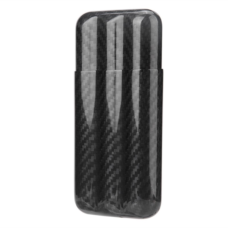 Carbon Fiber Cigar Case Humidors 3 Tubes Cigar Holder Storage