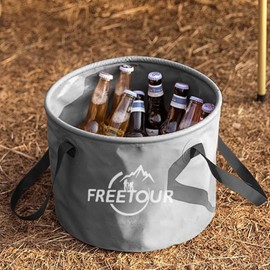 Baiao Water Storage Collapsible Bucket 5 Gallon Bucket, Portable Collapsible Bucket with Handle, Folding Water Container for Fishing Camping Beach Hiking Home Travel Car Washing(20L) (Grey)