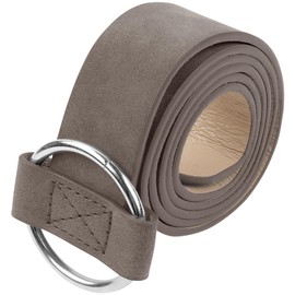 Elerevyo Women's Vintage Elegant Pinless Smooth Buckle Silver Circle Casual Belt 103x3cm/40.6x1.2 Dark Brown