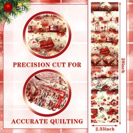 Ganeen 100 Pcs Vinatge Valentine's Day Cotton Fabric Roll Quilting Fabric Squares Jelly Fabric Patchwork Roll 2.56 Inch Precut Fabric Strips for Holiday Materials Craft Sewing DIY