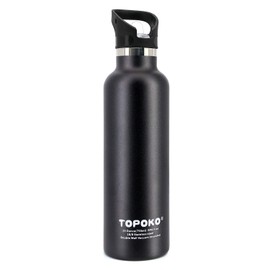 TOPOKO 25 OZ Double Wall Stainless Steel Water Bottle, Straw Lid with Handle, Vacuum Insulated, Sweat Proof, Leak Proof Travel Mug Sports Bottle, Keep Warm or Cold Up to 24 Hours.(Piano Black)