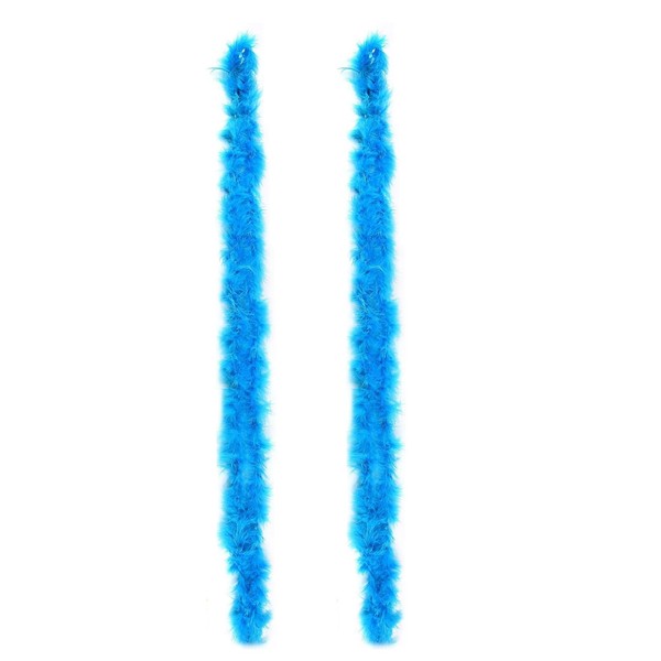 Ceboic 2 Pcs Colorful Feather Boas, 6.6ft Long Fluffy Feather Boa Fancy Dress Accessories for Women Girls Dancing Wedding Party Cosplay Halloween Christmas Carnival (Lake Blue)