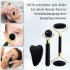 Rodillo Facial Jade Black Obsidiana Guasha Stone Massage Kit