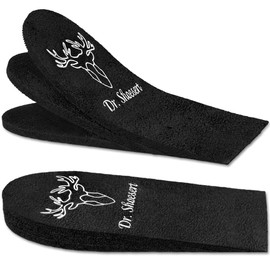 Dr. Shoesert Adjustable Orthopedic Heel Wedge Lift for Leg Length Discrepancies, Height Increase Insoles for Achilles Tendonitis, Heel Pain, Heel Cushion Cups for Heel Spur (Small (Pack of 2), Black)