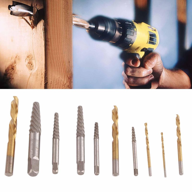 Left Handed Drill Bits for Metal, 10PCS Screw Extractor and