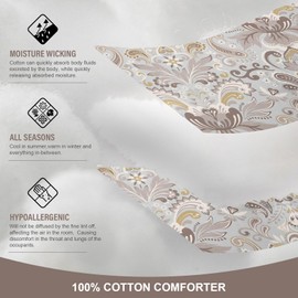 FineStichery King Size Comforter Set - Vintage Damask Style, Luxury 100% Cotton Soft Comforter Bedding Sets, Fluffy Quilted Comforters for All Season, 3 Piece, Grayish Green/Brown, 104"x90"