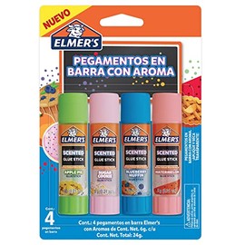 Elmer's® Barras de Pegamento, con Aroma, Seguro, No Tóxico, para la Escuela, Transparentes, Aromas surtidos, 4 Unidades (6 g cada una), 2170381