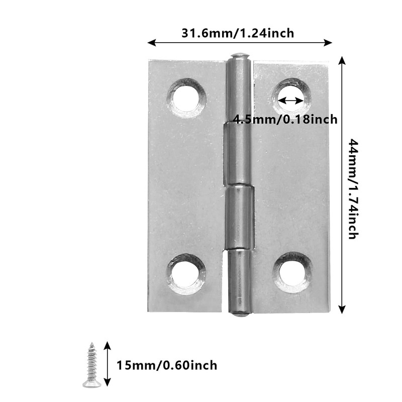 Piutouyar 12 Pack Butt Hinge 2 Inch Mini Hinges 304