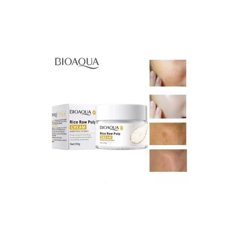 Bioaqua Crema Facial Extracto Arroz Ácido Hialurónico Reduce Manchas Poros