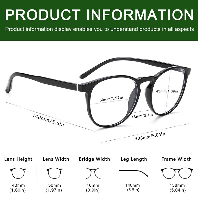 Przene 3 Pack Blue Light Blocking Glasses Women/Men,Retro Round Computer