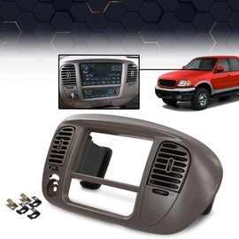 PIT66 Center Dash Panel Bezel Compatible with 2000 2001 2002 2003 Ford F150/2000-2002 Ford Expedition Brown