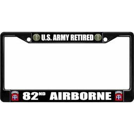 U.S. Army Retired 82nd Airborne Black License Plate Frame
