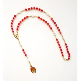 Rosa Mistica (Mystic Rose) Chaplet with Prayer Card - Spanish -