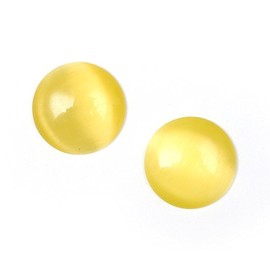 Idin Clip-on Earrings - Yellow glass with cat eye effect flat back round (approx. 16 x 16 mm)