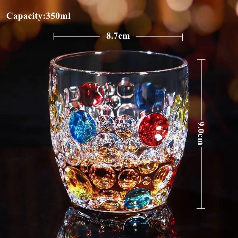 JQWIN AlifordGlass Glass Tumblers with Colorful Patterns, Lead-Free, Set of