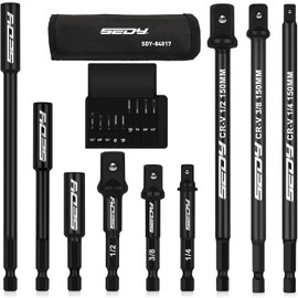 9-Piece Impact Socket Adapter Set, 1/4" 3/8" 1/2" Driver Socket Adapter, Power Drill Bit Extension, Magnetic Screwdriver Bit Holder, Socket Wrench Adapter