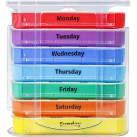 Teksha, Weekly Pill Organizer, Twice-a-Day, 1 Dispenser with Stackable Compartments