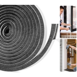 Joaercs Weather Stripping Door Seal, 33 Ft, Self-Adhesive Seal Strip for Sliding Doors, Exterior Doors, Window, 0.36" W x 0.36" T Gray