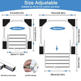 HHXRISE Washer Dryer Stacking Kit, Universal Stacking Kit for Washer and Dryer with Pull-Out Sliding Shelf, Adjustable Stackable Kit for 21 - 29 inches Front Load Laundry with Ratchet Strap
