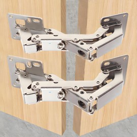 2pack 170 Degree Conceal Frameless cabinets Hinge Without Slotting, Hydraulic Buffer Galvanized Adjustable Installation, Soft Close Cabinet Door Hinge (Fully Covered)