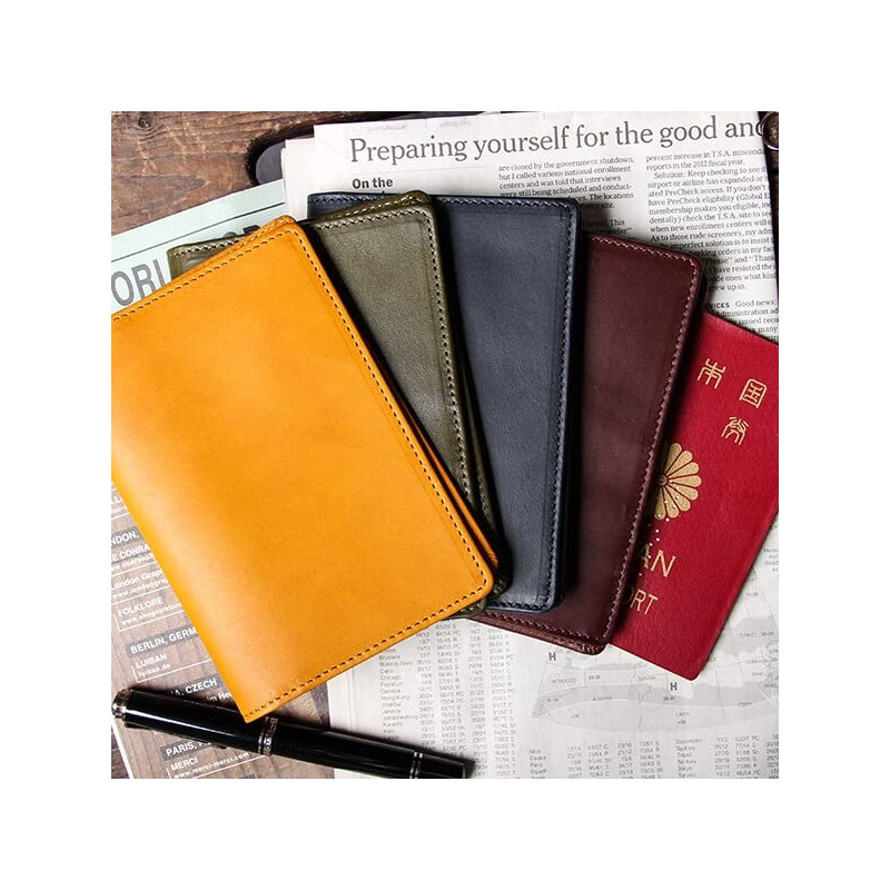 Boosters Minervaliscio Passport Case, Bi-fold, Leather, Genuine Leather, Men's, 5.5