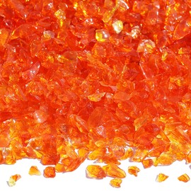 QYGL Crushed Glass for Resin Art, DIY Crafts, and Home Decor - 0.9LB Orange Broken Glass Pieces 3-6mm, for Vase Fillers, Tabletop Fire Pit, and Aquarium Rocks