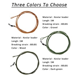 Carp Fishing Leaders Line High Strength Monofilament Nylon Leader Line with Swivels 1M/80LB for Rig Making Catfish Pike Fishing Accessories(Gravel-2pack)