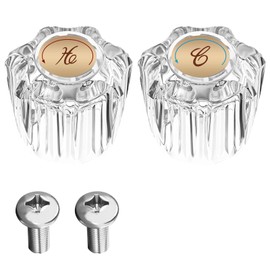 2PCS Faucet Handles Bathroom Sink Faucet Knobs Replacement Bathtub Hot and Cold Faucet Handle Faucet Rebuild Trim Kit in Clear Acrylic Compatible with Delta/LDR/Delex/Peerless MP54260 Faucets