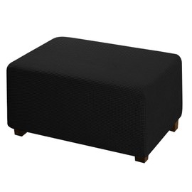 Ottoman Slipcovers Rectangle Footrest Sofa Slipcovers Folding Storage Stool Furniture Protector for Living Room High Spandex Lycra Slipcover Machine Washable (Oversized ,Black)