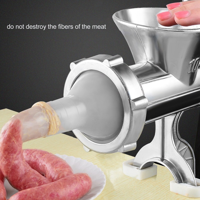 Meat Grinder Small Aluminum Alloy Composite Wood Incisive Blade Silver