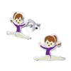 Sterling Silver Gymnastics Girl with Purple Leotard Earrings