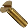 Brass Machine Screw, Plain Finish, Flat Head, Slotted Drive, 1-1/4"