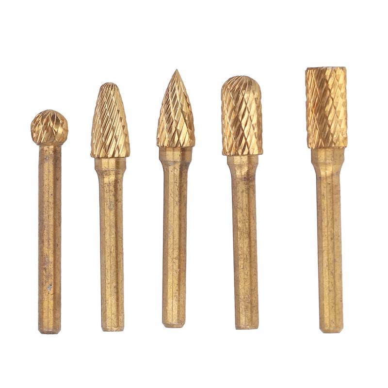 5Pcs Grinding Bit Head Rotary File Burr Double Cut Tool