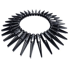 Set of 32 Black Spiked Lug Nuts - 14 x 2.0mm - Fits Ford F150, F250, F350, Excursion, Expedition, Lincoln Mark LT, Navigator [5296B89]