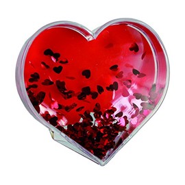 OOTB 3D Glitter Water Globe with Heart Foils, Acrylic, Transparent, 9 x 4 x 9 cm