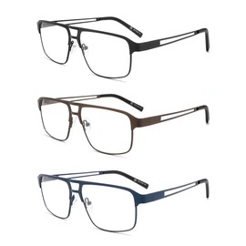 OLOMEE Aviator Reading Glasses Men Women Blue Light Blocking Lightweight Readers +1.00 Anti Blue Ray Metal Cheaters Glases w/Spring Hinges 3 Pack