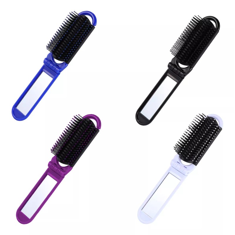 Maíz Mini Cepillo Cabello + Espejo Plegable Portatil Bolsillo