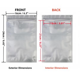 Rimiko 100 pcs Resealable Opaque Aluminium Foil Pouch Bags, Reusable Small Mylar Bags, Flat Ziplock Sample Bags for Food Storage and Packaging (Silver, 6.3"x 9.4")