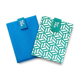 Roll'eat - Pack of 2 Units, Boc'n'Roll | Two Snack Bags, Reusable and Environmentally Friendly Lunch Box Bag without BPA, Active Blue and Boc'n'roll Tiles Green, Modern