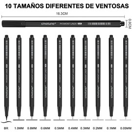 RONLADO Bolígrafo de Dibujo Negro 10 Piezas,Plumas de Caligrafía,Plumines,Bolígrafos para Dibujar de Diferentes Tamaños,Bolígrafos de Delineador Fino para Bocetos,Cómic, Ilustración de Artista