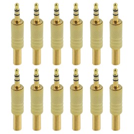 Antrader 3.5mm/1/8 Stereo Male Plug Audio Cable Connector w/Spring Coax Cable Audio Solder Adapter Pack of 12