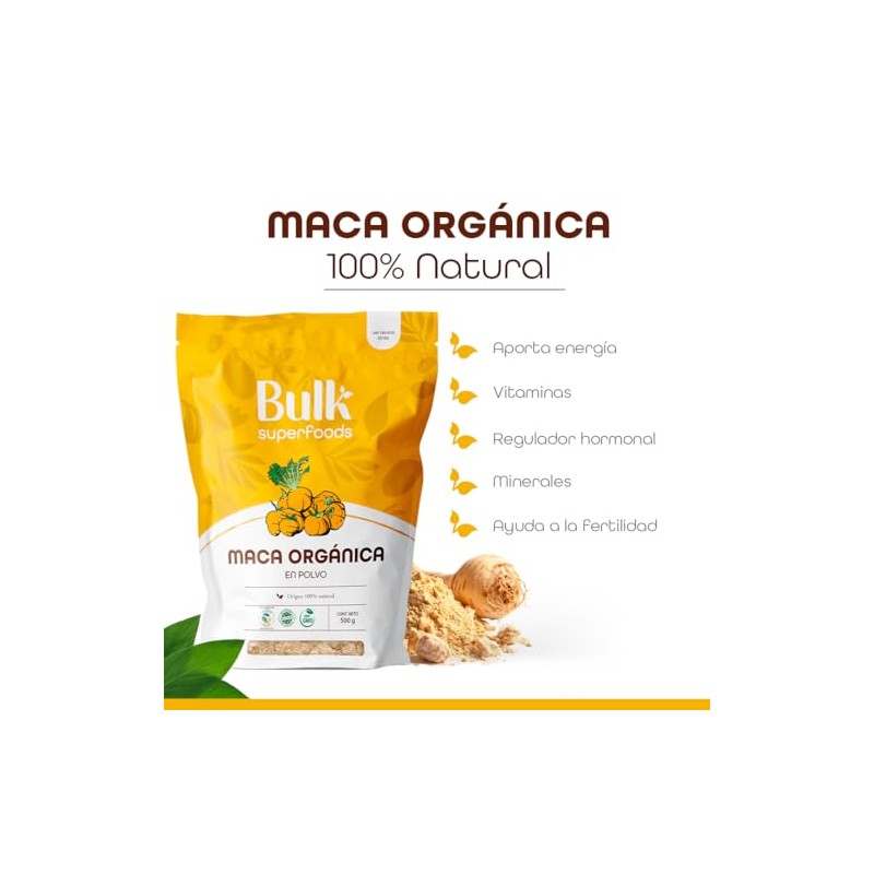 BULK SUPERFOODS Maca en Polvo 100% Natural Maca Amarilla Peruana