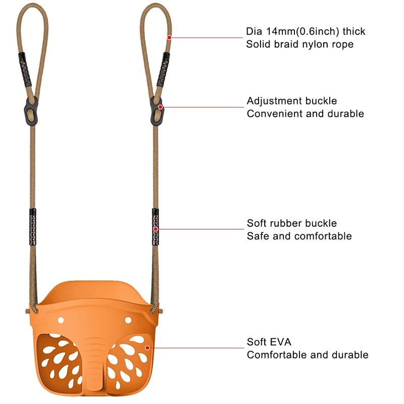 SELEWARE Heavy-Duty High Back Full Bucket Toddler Swing Seat with