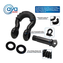 Aya Gear D Ring Shackle (2 Pack) 62,700 Ibs Break Strength with 7/8" Screw Pin and Shackle Isolator & Washers Kit for Tow Strap Winch, Off Road Vehicle Recovery Jeep Truck (Tiffany Blue-Black)