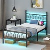 Samurbex Twin Size Bed Frame with Headboard,Black Metal Platform Bed